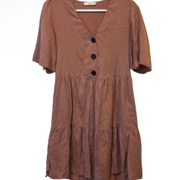 Mango buttoned mini smock dress in pink size US 4 - Picture 2 of 5